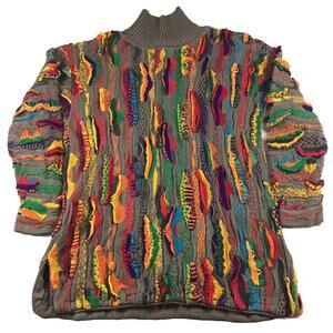 Vintage Coogi Sweater Australia Sz XL Rainbow Turtleneck 100% Mercerized Cotton